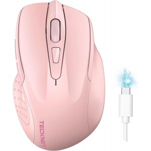KALANKA-Souris Bluetooth,Souris sans Fil Rechargeable Silencieuse 3 Modes (BT5.0/3.0+2.4G) 4800 DPI Souris Ergonomique pour Ordinateurs,Portables,Mac, PC,Windows - Neuf