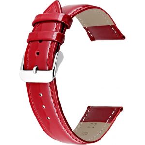 Kal-Bracelet De Montre En Cuir V&eacute;ritable Brillant Pour Hommes Femmes Noir Bleu Rouge Avec Boucle Argent Or Rose 12mm 14mm 16mm 18mm 20mm 22mm - Neuf