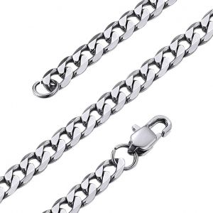 Trahoo-Chaine Maille Cubain Pour Homme Acier Inoxydable Collier Garçon, Goldchic Bojoux Garçon Hip Hop- [Argenté] 46 Cm- Cadeau Anniversaire Saint Valentin Noël - Neuf