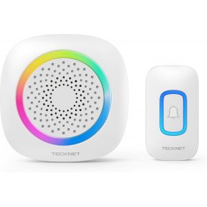 Sonnette sans Fil Exterieur Etanche a Pile, 400M Port&eacute;e, Portable Sonnette sans Fil avec Indicateur RVB, 60 M&eacute;lodies et 5 Niveaux de Volume, pour Maison, H&ocirc;tel, Bureaux, Noir - Neuf