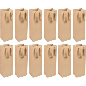 12 Pi&egrave;ces Pochettes Sacs Cadeaux De Bouteilles De Vin En Papier Kraft Avec Poign&eacute;es &Agrave; Corde ,Emballage Cadeau Bouteille Champagne Pour Anniversaires Mariage D&icirc;ners F&ecirc;te Et Cr&eacute;maill&egrave;res (Marron) - Neuf