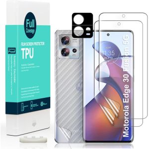 JGD-Protecteur d'&eacute;cran pour Motorola Edge 30 Fusion 5G(6.5""),2 films en TPU souple,1 protecteur d'objectif de cam&eacute;ra,1 film en fibre de carbone,pas de bulles,facile &agrave; installer - Neuf