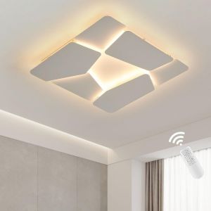 Ulteronixshop-Plafonnier G&eacute;om&eacute;trique Cr&eacute;atif Led Moderne - Minimaliste &Agrave; Intensit&eacute; Variable, M&eacute;tal Blanc Mat Pour Salon, &Eacute;tude, Chambre D'enfant, Bureau - 40x40cm - Neuf