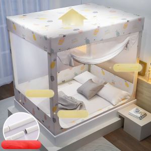HJLIAN Rideaux de lit a baldaquin haute tenacite, respirants, haute densite, stables et doux pour la peau, pour chambre d'hotel, tissu Ananas, lit de 1,5 metre (epaississement et vernis au four) - Neuf