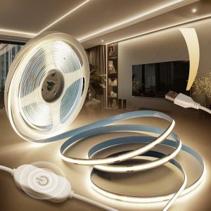 Ruban Led Cob Usb 1m Autocollant Tv Blanc Naturel 4000k 5v,Dimmable Densité 1600leds Largeur 8mm Bande Lumineuse Led Cob Flexible Découpable,Pour Rétroéclairage,Armoire,Chambre - Neuf
