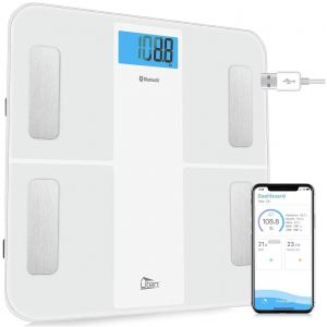 Chargement Usb Pèse Personne, Balance Pèse-Personne Bluetooth Numérique, Analyseur De Composition Corporelle, Écran Rétroéclairé Par Led, 180 Kg ¿Blanc¿ - Neuf
