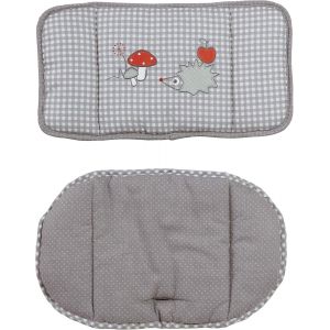 Coussin De Chaise Haute Adam Et Eule En 2 Pièces - Réducteur De Siège Confortable - Imprimé Hérisson - Gris - Neuf