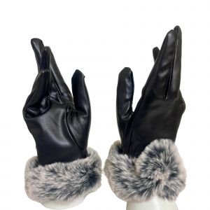 En Cuir Souple Premium Fausse Fourrure Gants Pour Le Style Partie Avec Fonction D'&eacute;cran Tactile - Neuf