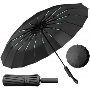 Parapluie Pliant Automatique,Parapluie Pliant R&eacute;sistant Au Vent Durable & Compact 16 Baleines Anti-Temp&ecirc;te, Grand Parapluie Pliant &Agrave; Ouverture Automatique, Coupe-Vent, Parasol Anti-Uv - Neuf