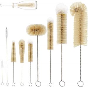 9 x Bottle Brush Cleaning Brush with Soft Cotton Tip,Hose Cleaning Brushes for Glass Bottle,Baby Bottle Kettle,Keyboard,9 Sizes - Neuf