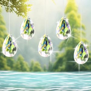 Mevronisshop-Attrape Soleil, 10 Pi&egrave;ces Suncatcher, 38 Mm Attrape Soleil Cristal Suspendu, Cristaux &Agrave; Suspendre, Boule De Cristal, Pour D&eacute;coration Et Projets Artisanaux, Avec 8m Fil Transparent(0.8mm) - Neuf