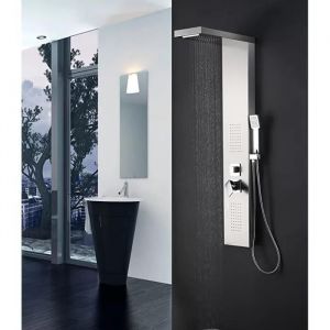 Colonne douche en acier inox 304 avec mitigeur, Panneau douche multifonctionnelle 4 fonctions, douche cascade et hydromassage, ELBE - Neuf