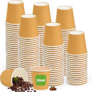 KAL-200Pcs Gobelets En Papier Kraft 50Ml Gobelet En Carton Gobelets À Café En Papier Gobelets En Papier Biodégradables Tasse Cafe Carton Convient Pour Les Boissons Chaudes Et Froides - Neuf