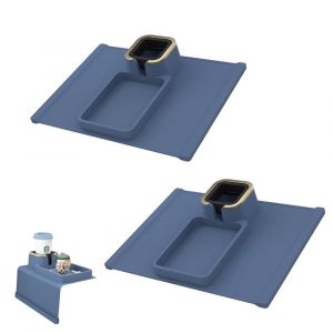 Plateau D'accoudoir En Silicone Pour Canap&eacute; Avec Porte-Gobelet Et Espace Pour Les Collations - Lot De 2 - Neuf