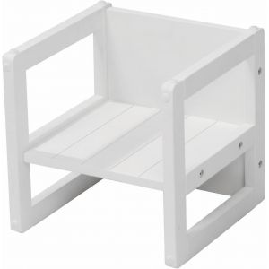 SUBZONAL-Chaise Enfant Blanche et R&eacute;versible sur 3 Hauteurs d'Assise - 30 x 30 cm - Capacit&eacute; max. 60 kg - Tabouret Enfant Style Campagne - Neuf