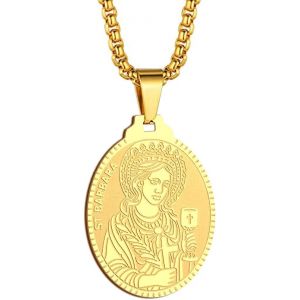 Kal-Collier Saint Christophe Avec Pendentif Saint Michel George Barbara Pour Homme Et Femme Le Sceau Des Sept Archanges Médaille Religieuse Médaille Disque Bijoux Cadeau Chrétien - Neuf