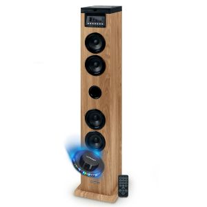 Tour de son Thomson DS122CD - 60W - Hifi Bluetooth, Lecteur CD, télécommande, AUX IN, RADIO FM - Bois/Noir, Jeu de lumière LED - Neuf