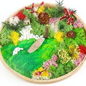 Mevronisshop-Mini Zen De Jardin, Peinture Micro Paysage Diy Avec Cadre De Peinture En Bambou Rond, Mousse, Kit De Jardin Pour La D&eacute;coration De La Maison, D&eacute;coration De Cadre Photo, Cour Int&eacute;rieure - Neuf