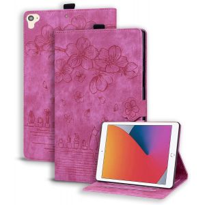 LORANKA-Coque pour iPad 9.7"" (2018/2017, 6&egrave;me/5&egrave;me G&eacute;n&eacute;ration), iPad Air 1/2 Housse &Eacute;tui de Protection avec Support Fonction, &Eacute;tui &agrave; Rabat avec Porte-Pencil pour iPad 9.7"" Rose Rouge - Neuf