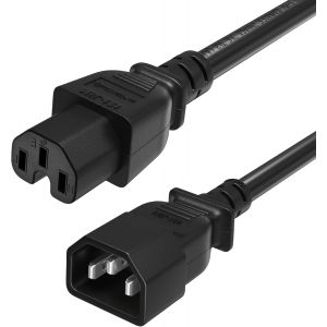 KALANKA-C14 à C15 Cordon d'extension C14 à C15 10A 250V IEC320 Cordon d'alimentation C14 mâle à C15 Femelle Câble d'extension UPS PSU pour Ordinateur Bouilloire électrique 3.28ft/1M - Neuf