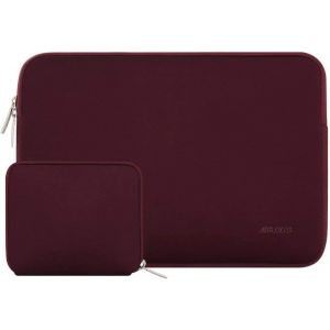 Laptop Sleeve 13-13.3 Inch Compatible with MacBook Air/Pro 13/Pro 14, HP, Dell, ASUS, Lenovo, Laptop Sleeve Neoprene Bag with Small Pouch, Wine Red - Neuf