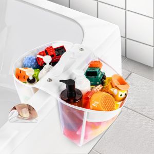 Cap-Rangement Des Jouets De Bain, Sac De Rangement Pour Jouets De Bain Avec Ventouses, Filet De Rangement Pour Jouets De Bain Avec 2 Compartiments, Rangement De Jouets De Baignoire Avec - Neuf