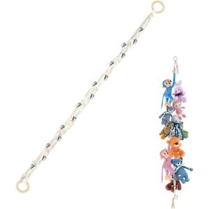 Porte Peluches Suspendu Avec 20 Pinces M&eacute;talliques Corde Tress&eacute;e A La Main 200cm Pour Rangement Peluches D&eacute;co Chambre D'Enfant Pour Suspension Jouets Et Accessoires - Neuf