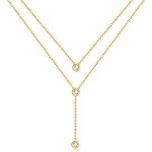 Kales-Collier Multicouche Pour Femme Avec Pendentif,Papillon Multirangs Pour Femmes Et Filles,Collier Double Multicouche D&eacute;licat Avec Perles En Forme De Coeur,R&eacute;glable,Zircone Cubique,Longue - Neuf