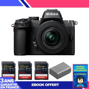Boitier Nikon Z50 II + 16-50mm f/3.5-6.3 VR + 3 SanDisk 512GB Extreme PRO UHS-II SDXC + Nikon EN-EL25a + Ebook 'Devenez Un Super Photographe - Neuf