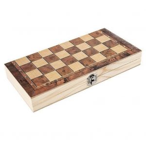 Planche D'&eacute;checs En Bois Pliable 3 En 1 Backgammon Planche En Bois Pliante 39x39cm - Neuf
