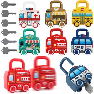 KAL-Clés Et Serrures Jeux Enfants, Voiture Jouets Montessori 2 3 4 5 6 Ans Bébés Educatif Précoce Sensoriel Numérique Match Jeux Motricité Avec Clés Voiture Travel Jeux Cadeau Pour Garçons Fille - Neuf