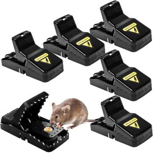 ChenQuanSarl-6 Clips De Piege A Souris, Piege A Rat Réutilisables, Hygiénique Efficace Tapette À Souris Avec Récipient D'Appât Amovible,Haute Sensibilité Intérieur & Extérieu - Neuf