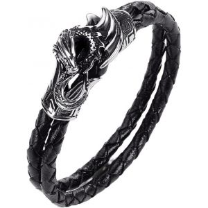 Kal-Bracelet Dragon Pour Homme Bracelet Ailes De Dragon Pour Gar&ccedil;ons Bracelet Rigide Dragon Viking Bracelet Manchette Dragon Punk Bracelet Cuir Tress&eacute; Dragon Aile Bracelet T&ecirc;te De Dragon - Neuf