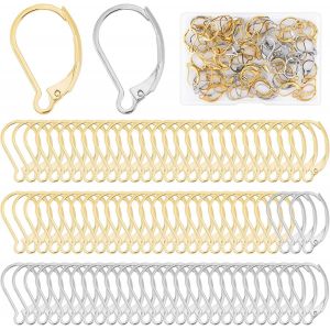 Gjhgf-80 Pièces Accroche Boucle D'oreille, Fermés Crochet Boucle D'oreille D'oreilles En Or Et Argent, Crochet Boucles D'oreilles Acier Inoxydable Avec Boucle Ouverte Pour La Fabrication De Bijoux - Neuf