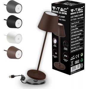 Tianyi-Lampe De Table Sans Fil Led Dimmable Avec Commandes Tactiles - Élégante Lampe Marron Pour Intérieur Et Extérieur Ip54 Pour Maison, Restaurant, Bureau - Lampe Brun - Lumière Blanc Chaud 3000k - Neuf