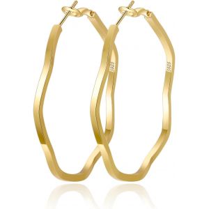 Tianyi-Boucles D'oreilles Créoles En Or De 3 Mm Pour Femmes Grandes Creoles Or Femme Hypoallergéniques Boucle Oreille Creole Argent 30/40/50/60 Mm - Neuf