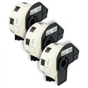 vhbw 3x Rouleau d'&eacute;tiquettes + support 23mm x 23mm (1000 &eacute;tiquettes) compatible avec Brother PT QL-700, QL-710 &eacute;tiqueteuse - premium blanc - Neuf