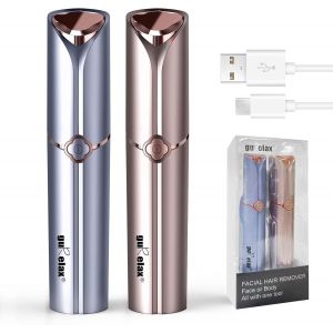 Rasoir Electrique Femme (2 Pi&egrave;ces), &Eacute;pilateur, Epilateur Visage Sans Douleur, Meilleur Rasoir Visage/Tondeuse Pour Le Menton, La L&egrave;vre Sup&eacute;rieure Et Les Poils De P&ecirc;che - Neuf