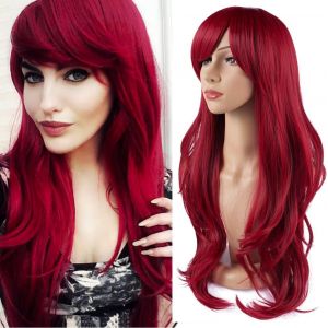 Tianyi-28"" 70 Cm Vin Rouge Cosplay Boucl&eacute; Perruque Femme, Longue Ondul&eacute;e Synth&eacute;tique Cheveux Cosplay Wig Anime Parti Halloween Perruques - Neuf