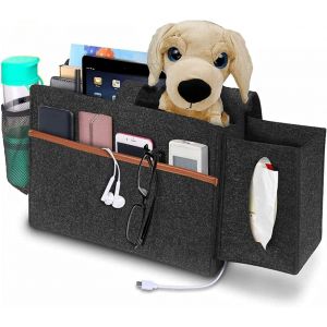 Gris Foncé Sac de lit pour enfant-Rangement de lit à suspendre-Sac de rangement pour livres,magazines,téléphone portable - Neuf