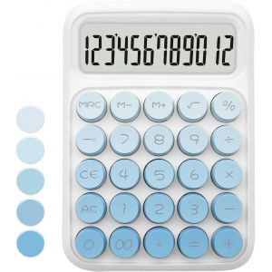 KALANKA-Calculatrice bleue, calculatrice standard, calculatrice bleue dégradée avec affichage à 12 chiffres et gros boutons, fournitures de bureau bleues et accessoires de bureau, jolie calculatrice - Neuf