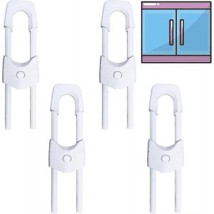 4pcs Serrure D'armoire De Sécurité Pour Enfants Poinçon Gratuit Porte D'armoire Pour Bébé Serrure De Sécurité Antiadhésive Serrure De Sécurité De Porte Folio - Neuf