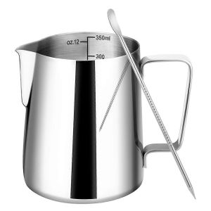12oz Pichet À Mousse De Lait Cappuccino Machine À Expresso Accessoires Avec Latte Pen Échelle Transparente Pour Ho - Neuf