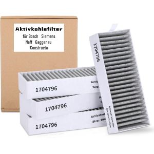 Lot de 4 filtres &agrave; charbon actif pour Bosch HEZ9VRUD0 17004811 Siemens 17004796 HZ9VRCR0 - Filtre de rechange pour hotte aspirante Neff 17004806 Z821VR0 Gaggenau CA282111 Constructa CZ9VRCR0 - Neuf