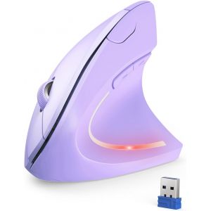 WQS-Souris Verticale, 4800 DPI Souris sans Fil Ergonomique, Prot&egrave;ge Le Bras, Souris sans Fil 6 Boutons pour PC, Ordinateur Portable, Mac, Pourpre - Neuf
