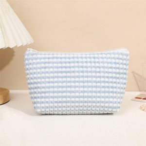 Petite Pochette Maquillage de Maquillage Tissu Sac &agrave; Cosm&eacute;tiques &agrave; Glissi&egrave;re Sacs &agrave; Main Portables pour Femmes de Toilette Voyage Imperm&eacute;able pour Port Quotidien,Stockage(bleu) - Neuf