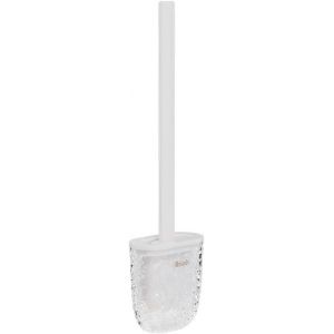 Kal-Brosse Wc En Silicone - Tête De Brosse Flexible Pour Toilettes, Salle De Bain - Avec Long Manche - Montage Mural - Hygiénique - Blanc - Neuf