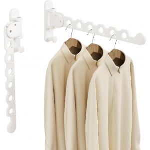 MDY-Étendoir Mural Pliable, Séchoir à Linge étendoir Pliable Ailes latérales Utilisation intérieure et extérieure(White Two Pack) - Neuf