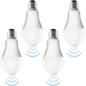 Pack De 4 Ampoules Led E27 Avec Détecteur De Mouvement : Lampe Pir 15w Blanc Froid 6500k,Capteur De Lumière,Économie D'énergie Pour Couloir,Garage,Escaliers,Balcon - Neuf