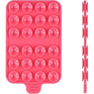 Double Face Support De Téléphone À Ventouse, Téléphone À Ventouse En Silicone Poignée De Téléphone Collante Porte Téléphone À Ventouse Pour Iphone Et Android, Paquet Unique (Rose Rouge) - Neuf
